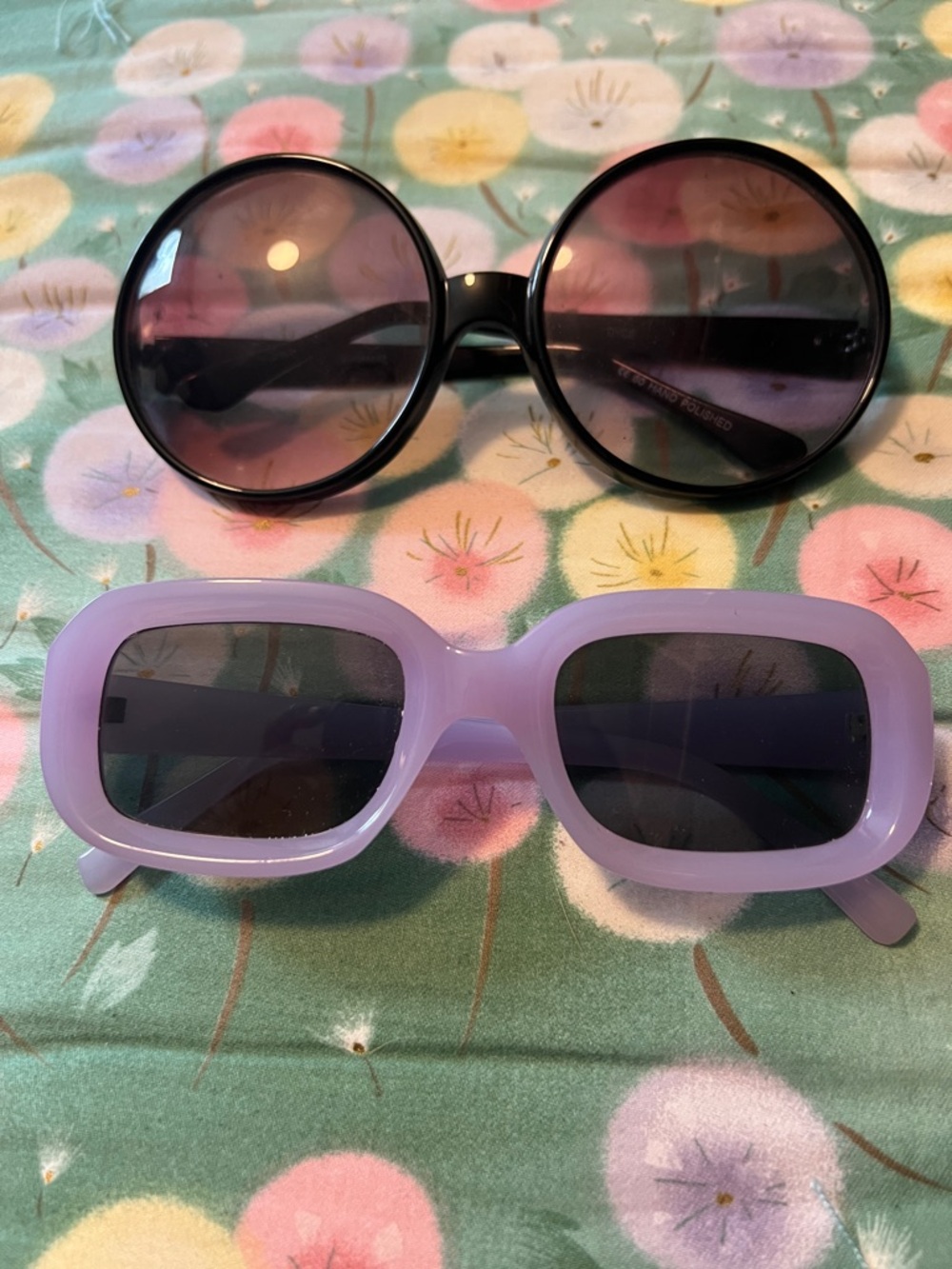 Zara Black Round Sunglasses & Zara Lavender Rectangular Sunglasses